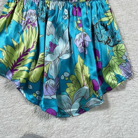 Vintage Y2K Vibrant Floral Halter Scrunch Tank Top Blouse - Picture 3 of 6